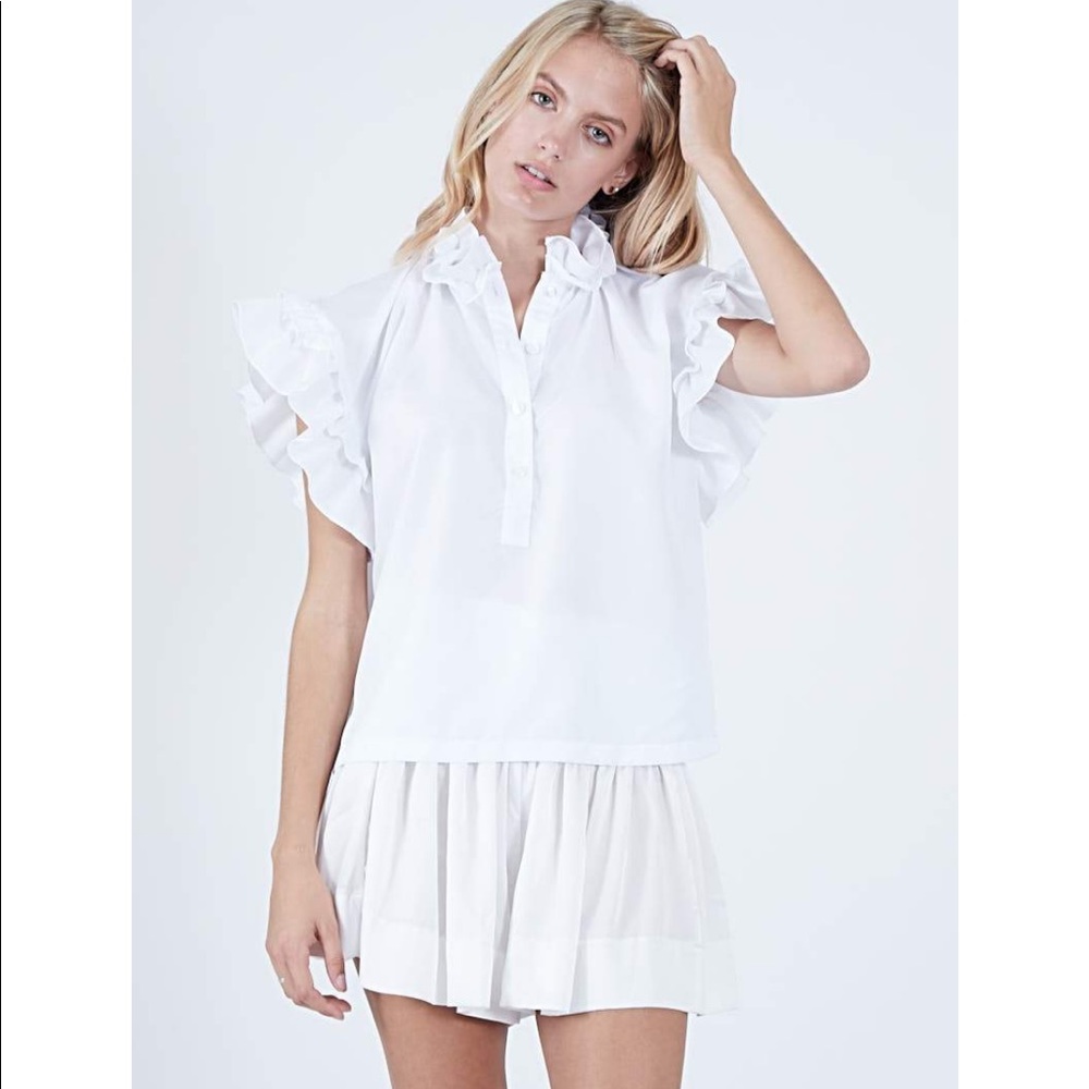 MOELLEUX PUFFY FLUTTER SLEEVE TOP